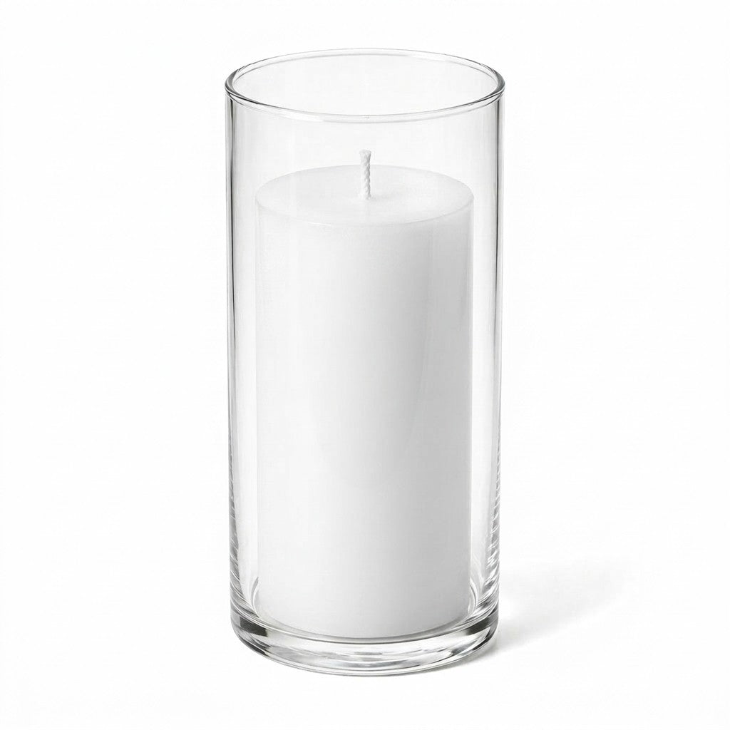 Richland Pillar Candle 6" & Eastland Cylinder Holder 7.5" inch Set of 12 - White