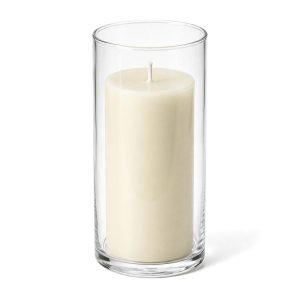 Richland Pillar Candle 6" & Eastland Cylinder Holder 7.5" inch Set of 12 - Light Ivory