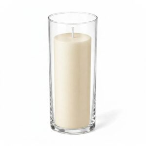 Richland Pillar Candle 9" & Eastland Cylinder Holder 10.5" Set of 12 - Light Ivory
